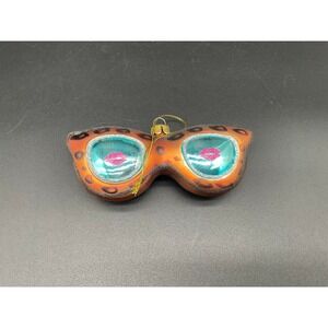 Y2K Leopard Sunglasses Glass Ornament Retro Blue Glitter Lips Funny Christmas‎